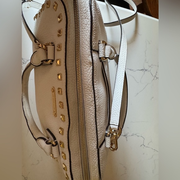 Michael Kors White Pebbled Leather with Gold Accents Satchel - Picture 9 of 16